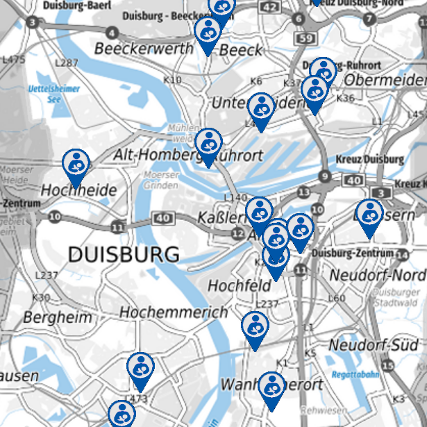 Kartenausschnitt Stillorte in Duisburg