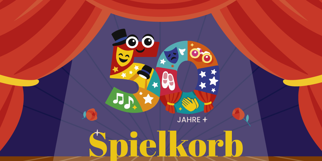 Bühne auf - Grafik zum Jubiläum des Spielkorbs