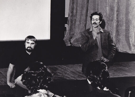 Eröffnungsveranstaltung im Studio M: Regisseur Werner Herzog (re.) mit dem ersten Kinoleiter Horst Schäfer.