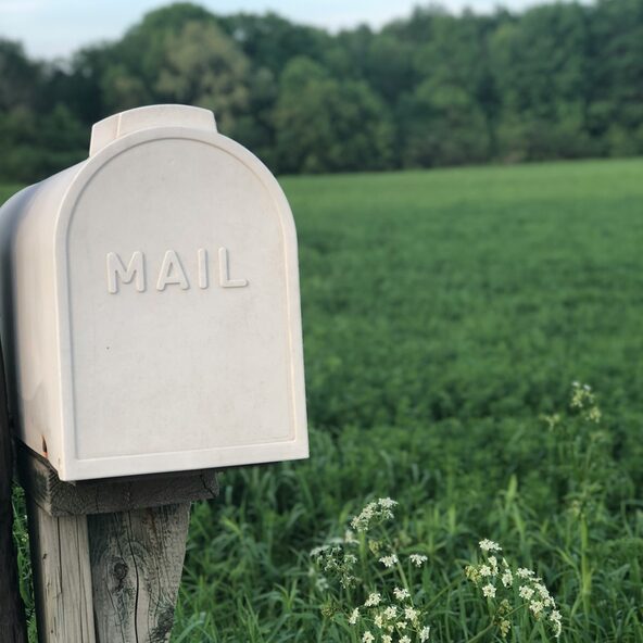 Briefkasten in einer Wiese