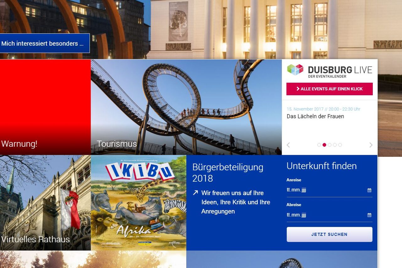 Warnhinweis auf duisburg.de