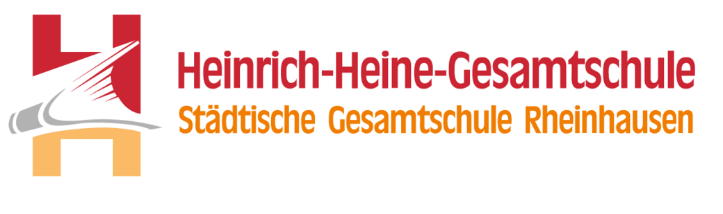 Zwei übergeordnete Hs mit Schriftzug Heinrich-Heine-Gesamschule, Städtische Gesamtschule Rheinhausen