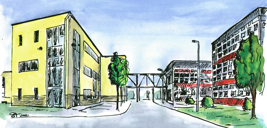 Gemaltes Bild des Schulgebäudes