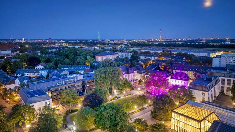 Luftaufnahme Ruhrort bei Nacht