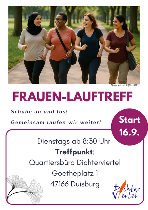 Plakat zum Lauftreff mit Adresse