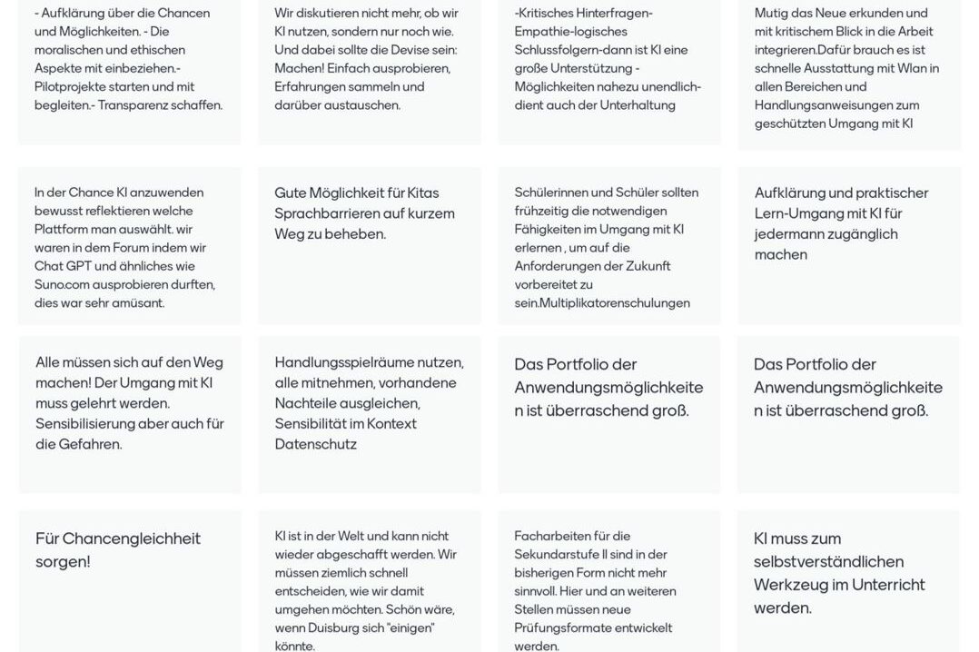 Tabelle mit Ergebnissen