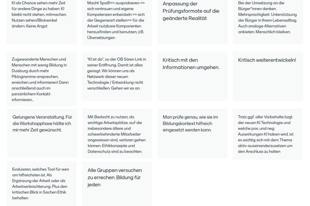 Tabelle mit Ergebnissen
