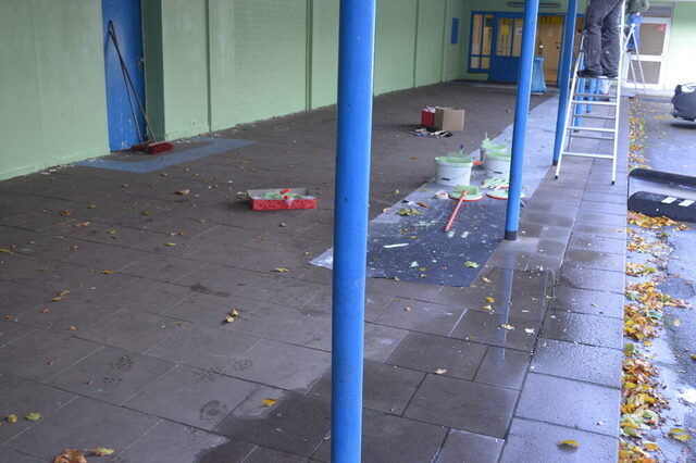 Arbeiten am Laubengang