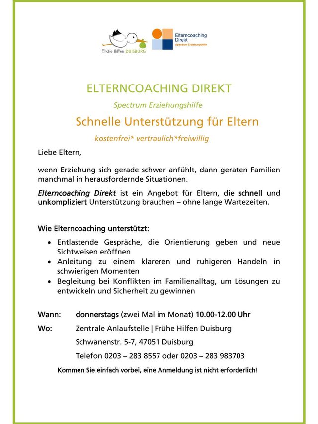 Aushang Elterncoaching Direkt
