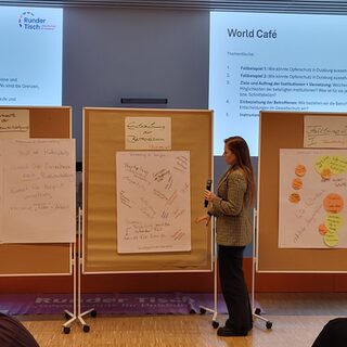 Lea Cerny (MABILDA e.V.) stellt die Ergebnisse von Thementisch 4 vor