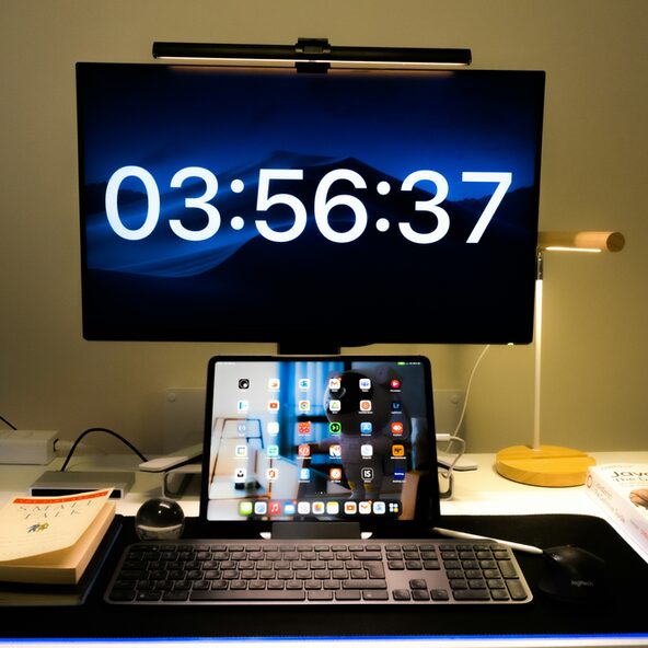 Bildschirm mit Uhrzeit