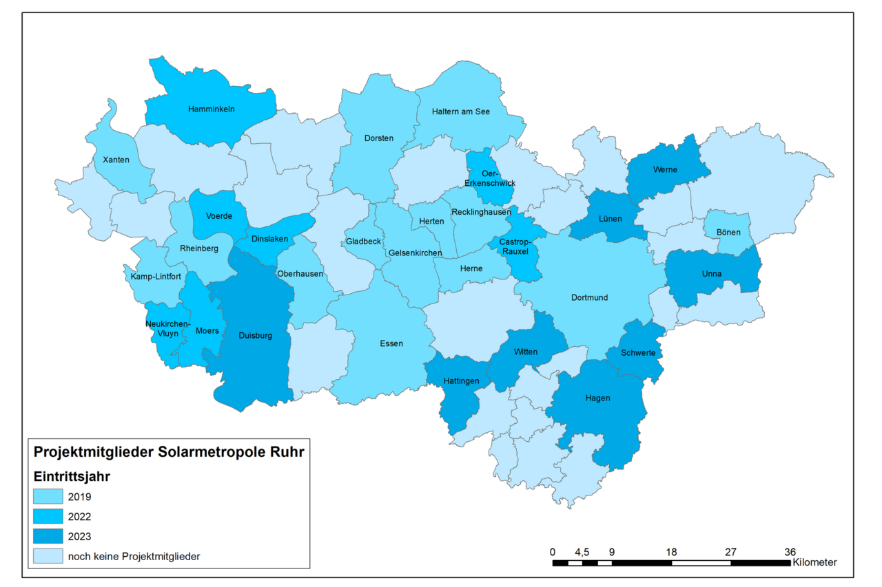 Projektmitglieder der Solarmetropole Ruhr nach Eintrittsjahr