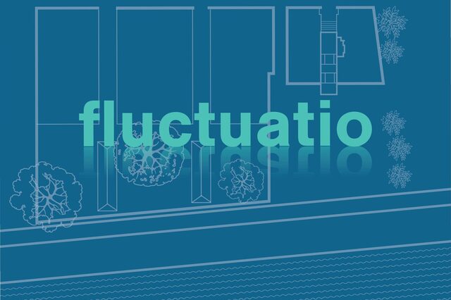 Einladungskarte mit dem Namen der Ausstellung, fluctuatio