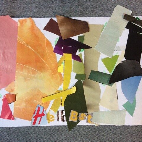 Collage aus Papierschnipseln