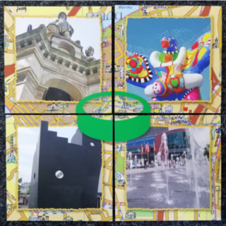 4 Bilderboxkarten mit Brunnenmotiven