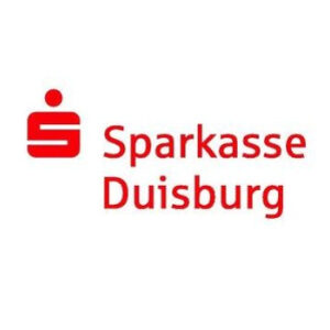 Logo der Sparkasse Duisburg (rotes "S" mit Punkt darüber und Schriftzug)