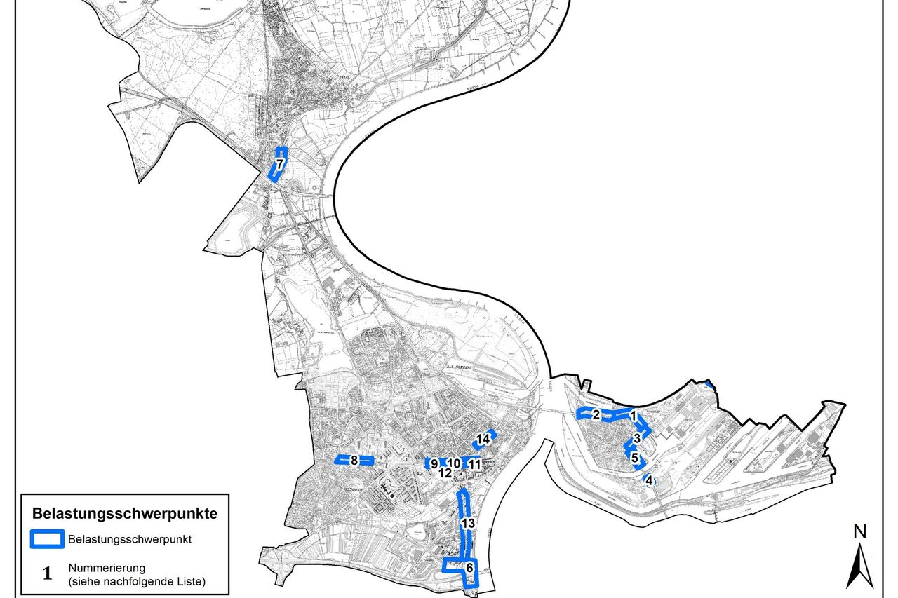 Belastungsschwerpunkte Lärmaktionsplan Homberg / Ruhrort / Baerl