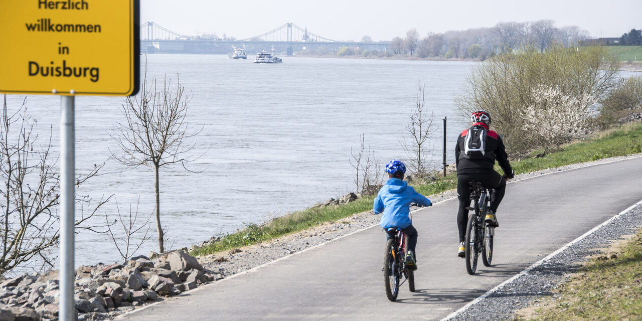 Fahrradfahrer auf dem Rheinradweg Süd