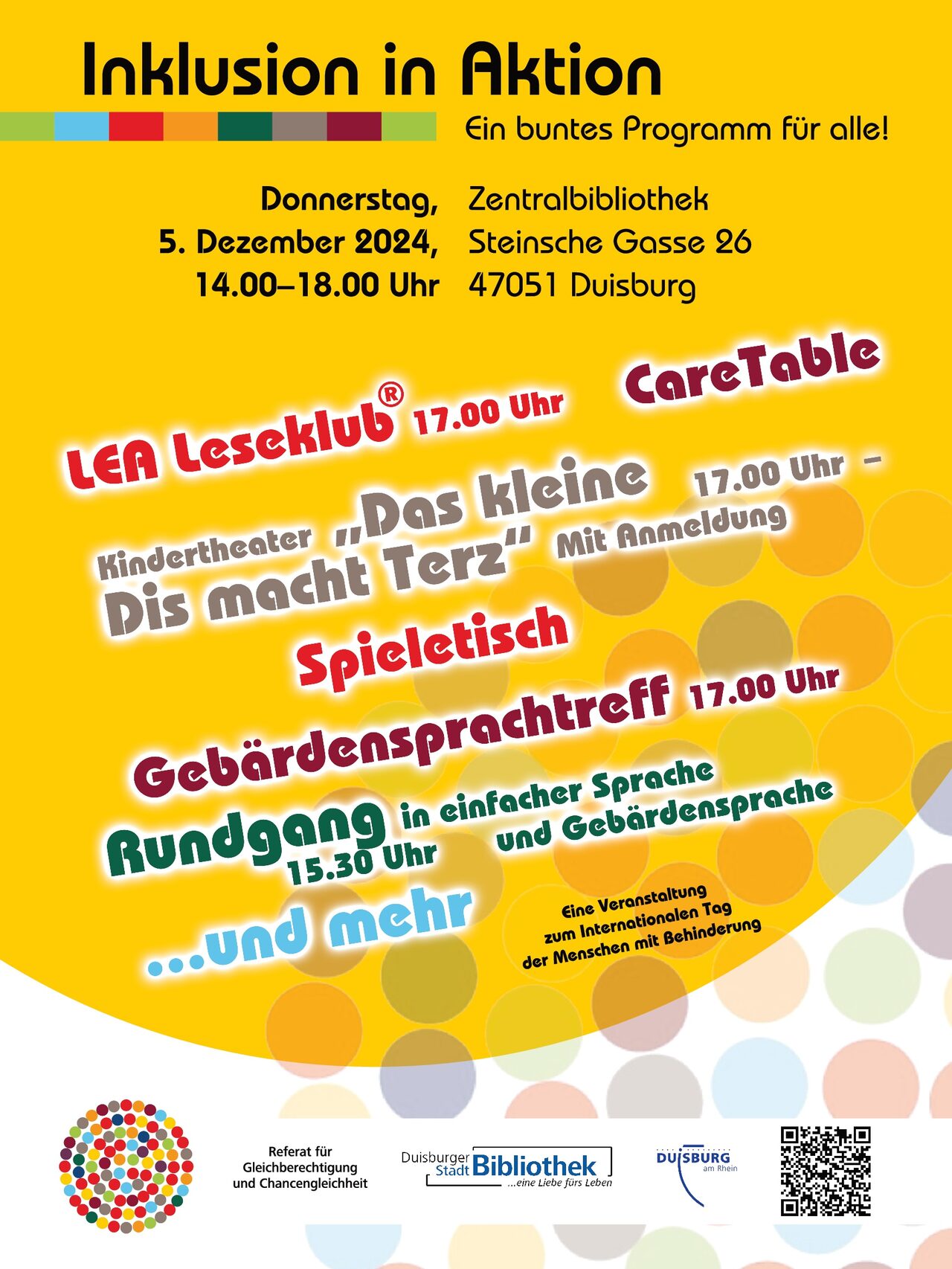 Plakat zum 5. Dezember 2024 Inklusion in Aktion