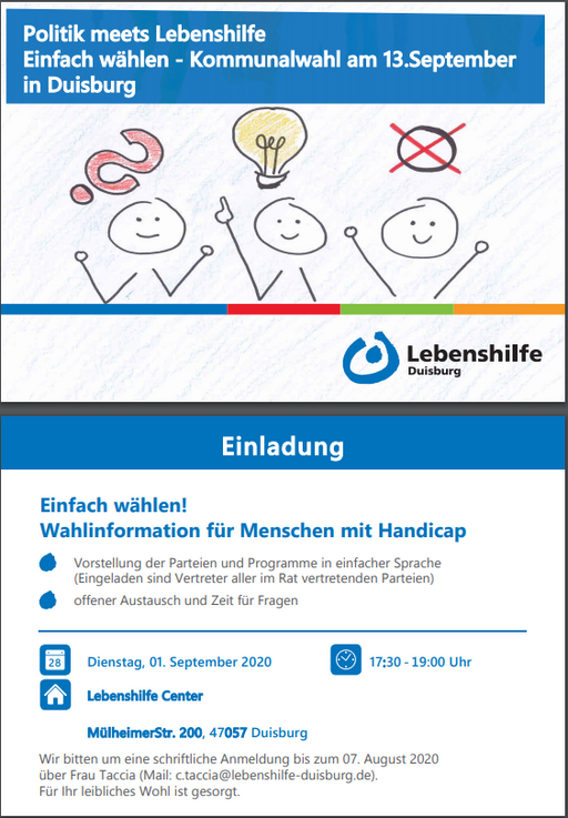 Einladung zur Wahlinformation der Lebenshilfe Duisburg