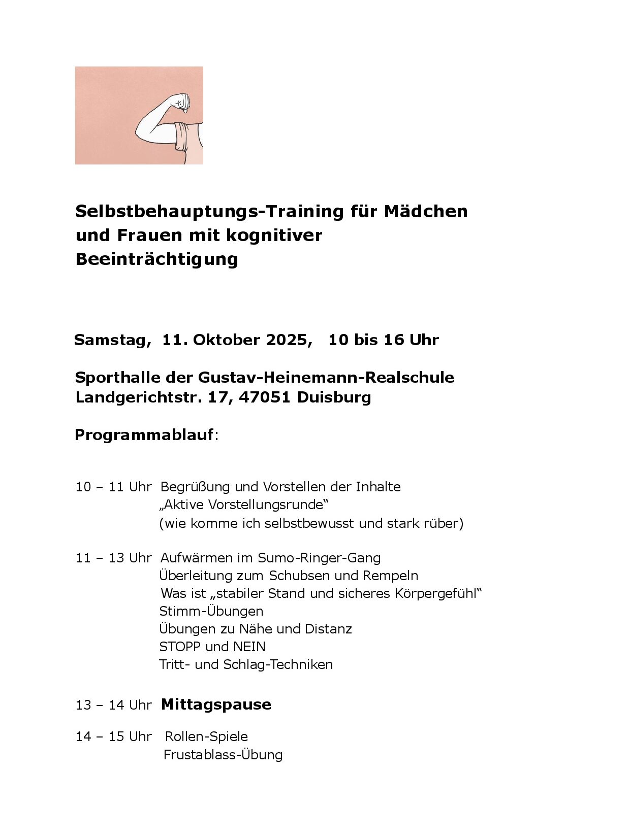 Einladung Selbstbehauptungs-Training