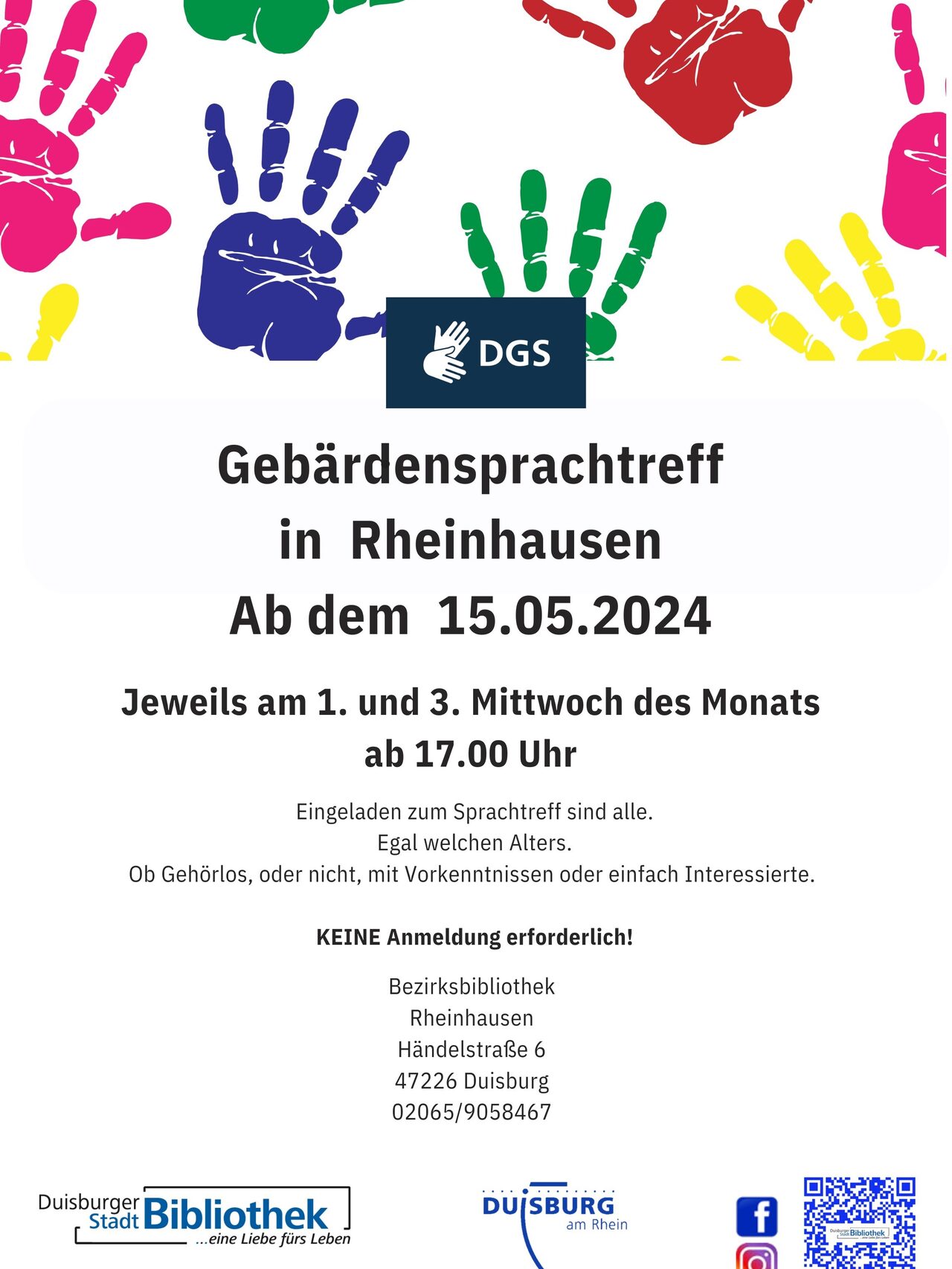 Flyer Gebärdensprachtreff in Rheinhausen
