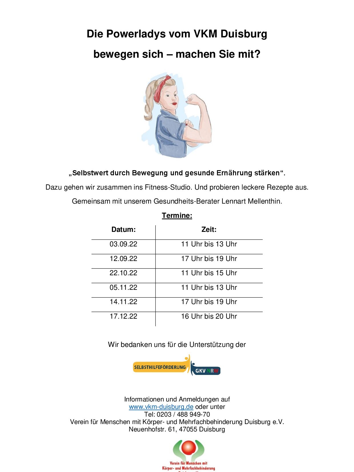 Flyer Power Ladys, Bewegung für Frauen mit Behinderung