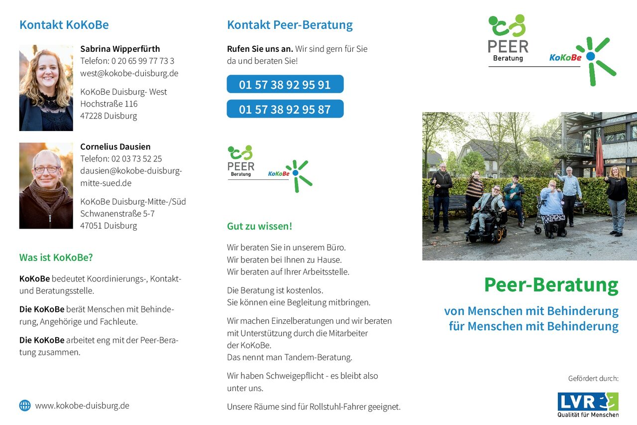 1. Seite Flyer KoKoBe Duisburg Peer-Beratung