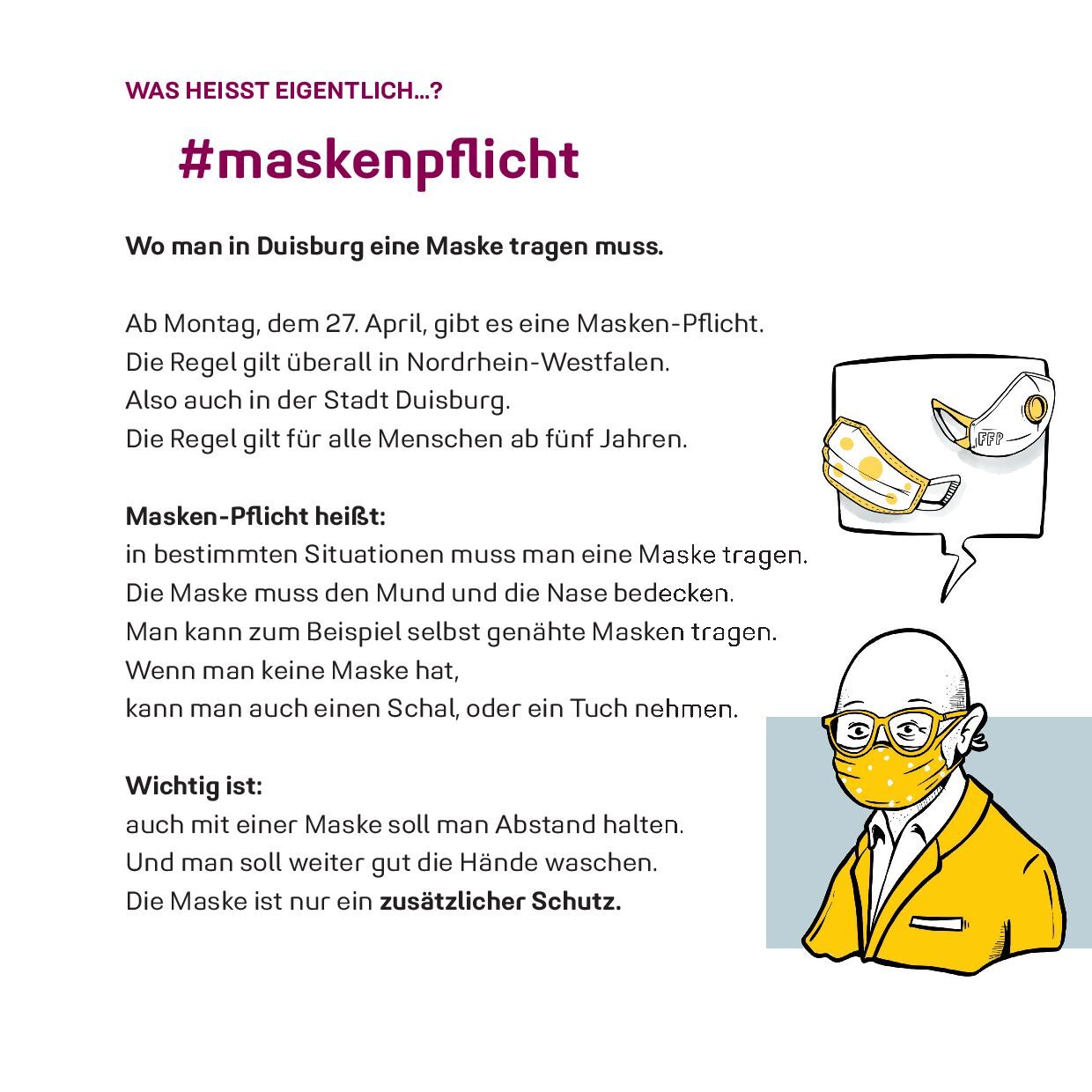 Maskenpflicht in leichter Sprache erklärt