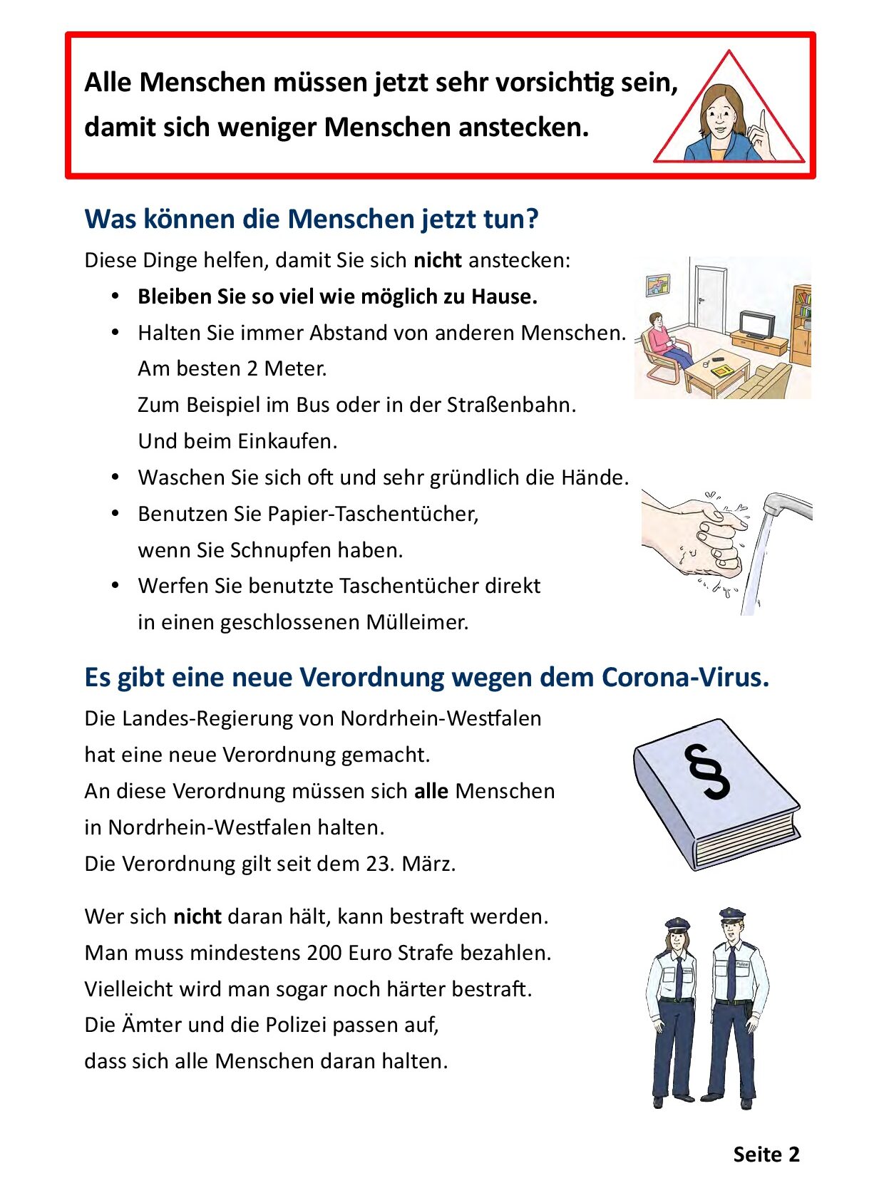 Bebilderte Erklärung des Corona-Virus in Leichter Sprache