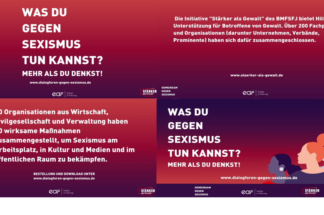 Banner "WAS DU GEGEN GEWALT TUN KANNST? MEHR ALS DU DENKST!"