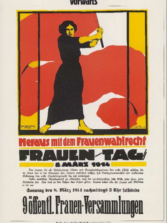 Plakat "Heraus mit dem Frauenwahlrecht", Frauenwahlrecht / 8. März 1914