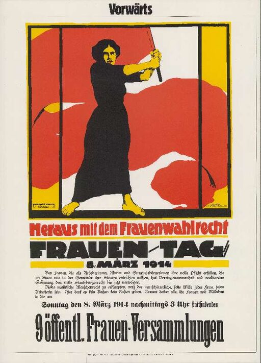 Plakat "Heraus mit dem Frauenwahlrecht", Frauenwahlrecht / 8. März 1914