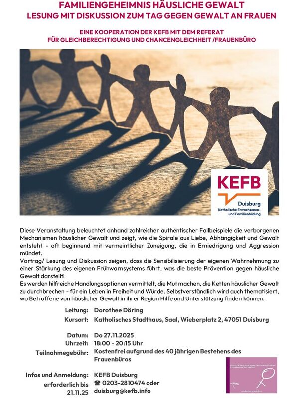 Einladung zur Lesung Familiengeheimnis: Häusliche Gewalt