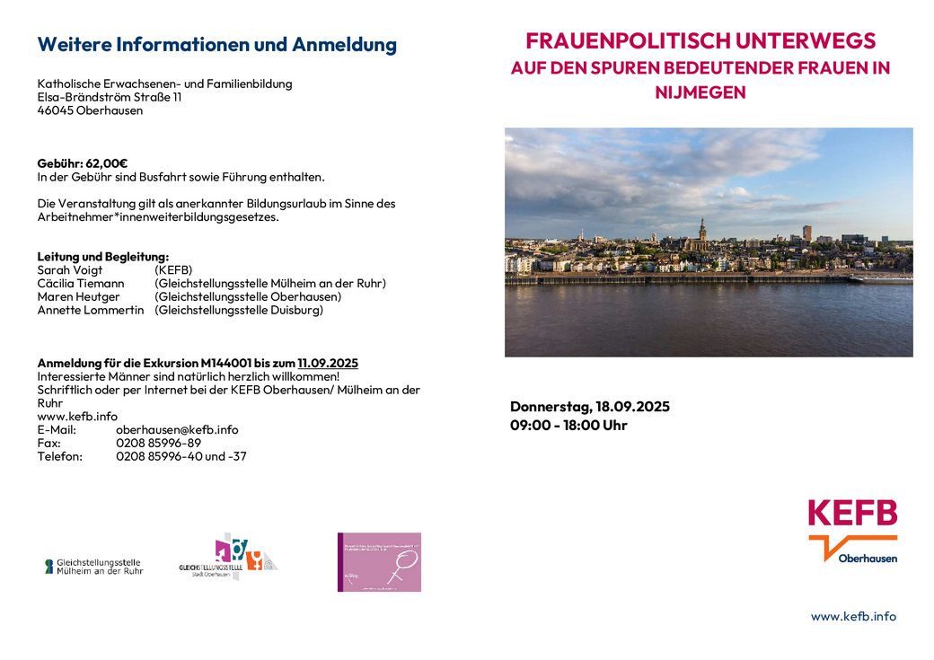 Flyer Frauenpolitisch unterwegs nach Nijmegen