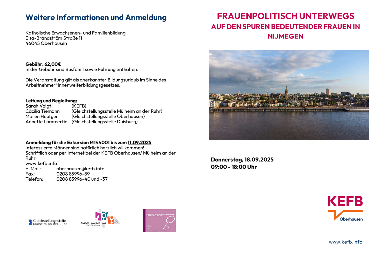 Flyer Frauenpolitisch unterwegs nach Nijmegen