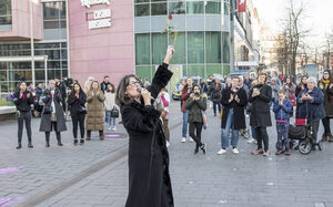 Anja Lerch in vollem Einsatz