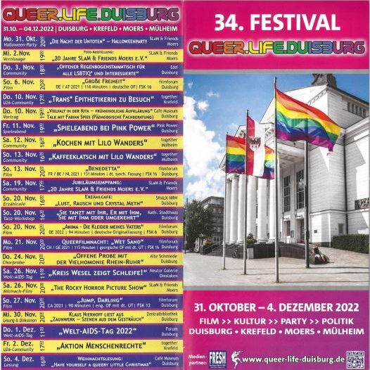 Flyer Vorder- und Rückseite 34.Festival Queer.Life.Duisburg