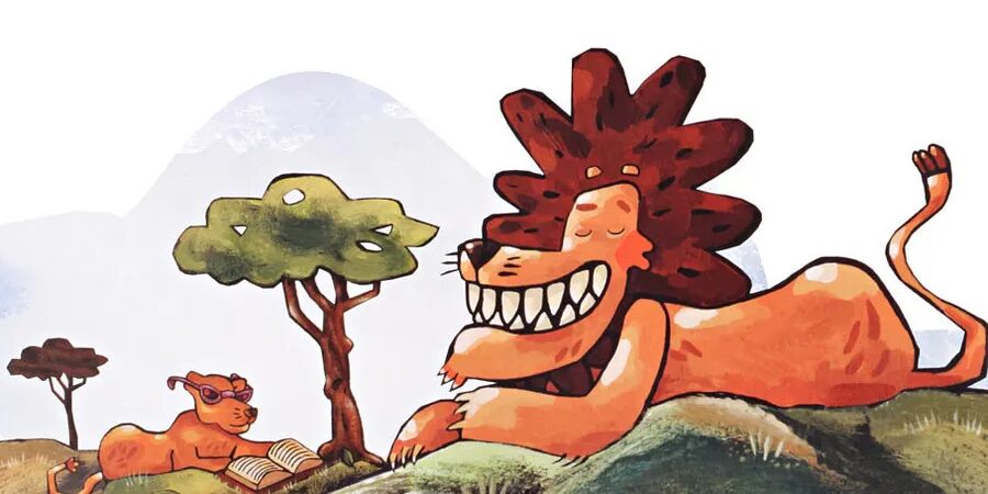 Illustration aus dem Buch "Die Geschichte vom Löwen, der nicht bis 3 zählen konnte"