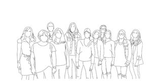 Strichzeichnung des Teams