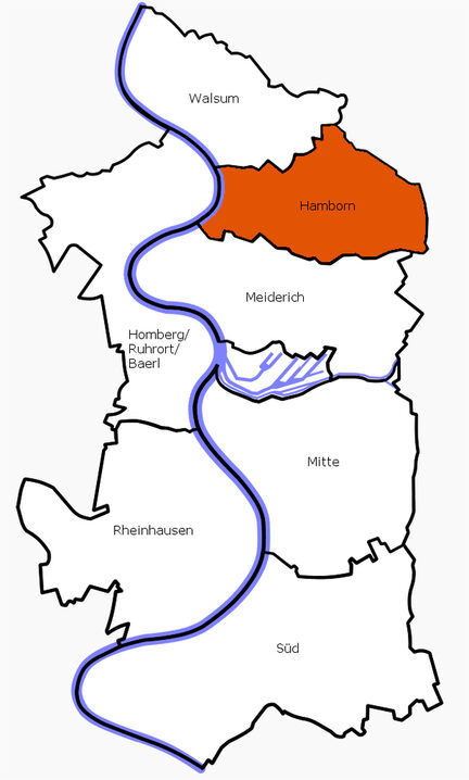 Stadtkarte mit Kenntlichmachung der Lage Hamborns