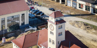 Luftbild: Ausbesserungswerk und zukünftiges Technologiezentrum