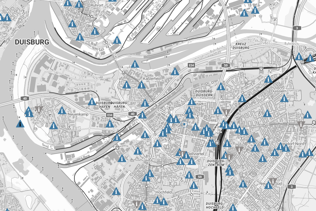 Ausschnitt Standortkarte Mobilfunk Duisburg