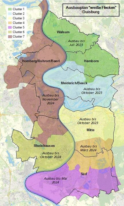 grafische Darstellung Ausbauplan weiße Flecken Duisburg