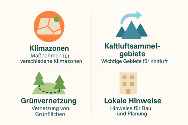 Infografik zu den 4 Darstellungsebenen der Klimaanalyse