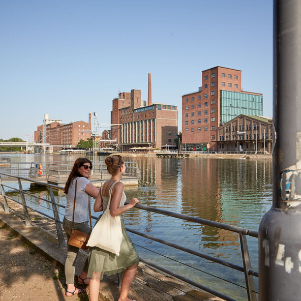 Duisburg's Inner Harbour, view to nostalgic warehouses