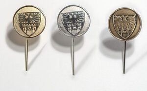 Ehrenwappen Anstecknadeln Bronze, Silber, Gold