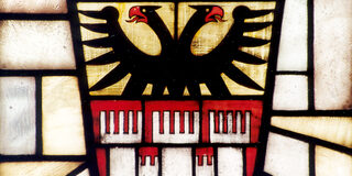 Wappen von Duisburg doppelköpfiger Adler Konturen einer Burg