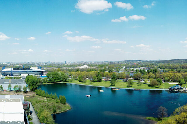 Blick von oben auf den Sportpark Duisburg