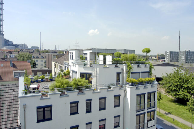 Ansicht von oben Haus mit Dachterrasse